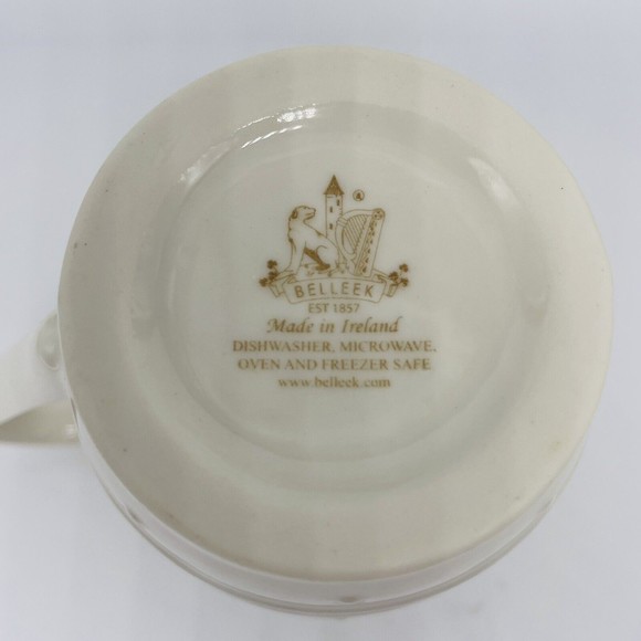 Belleek Celtic Design Coffee Mug Tea Cup Porcelain Brown Stamp Mint Condition - Picture 4 of 4